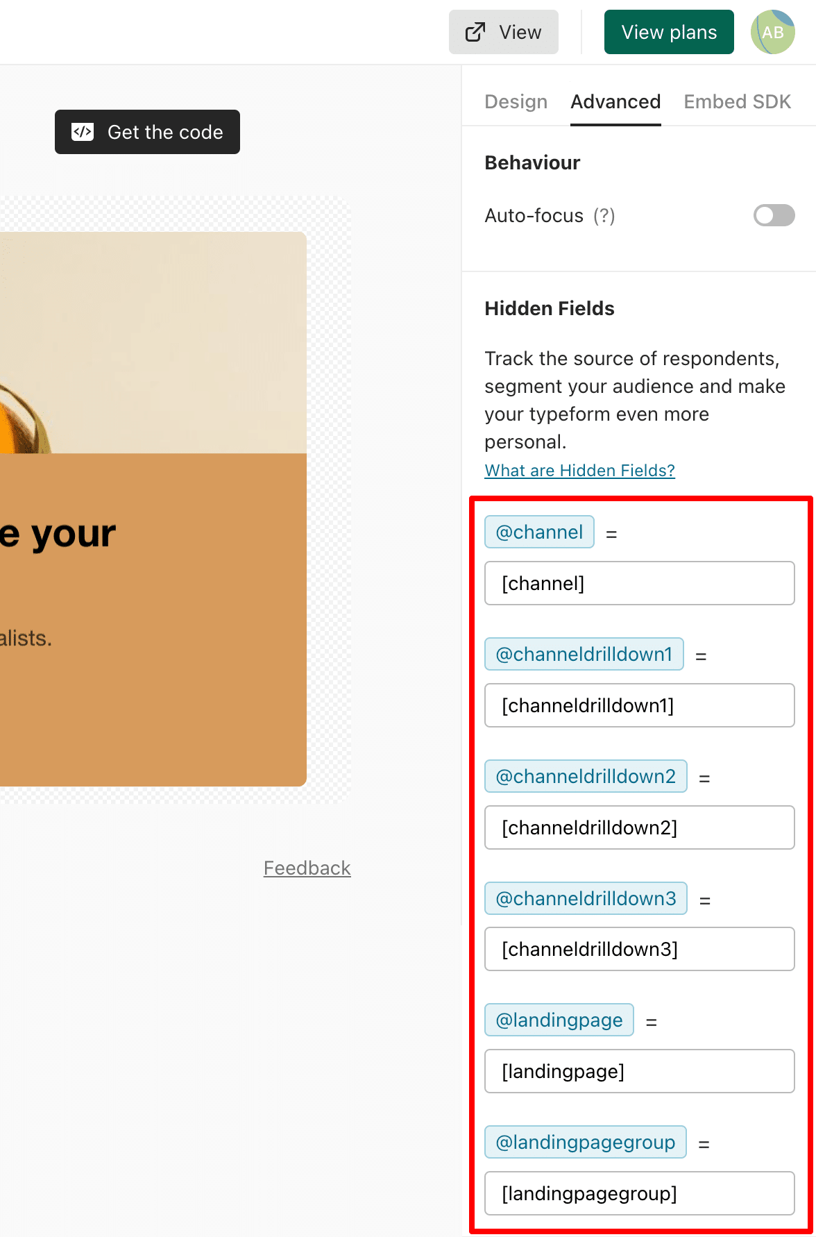 Setup Typeform's 'Standard Embed' option | Attributer
