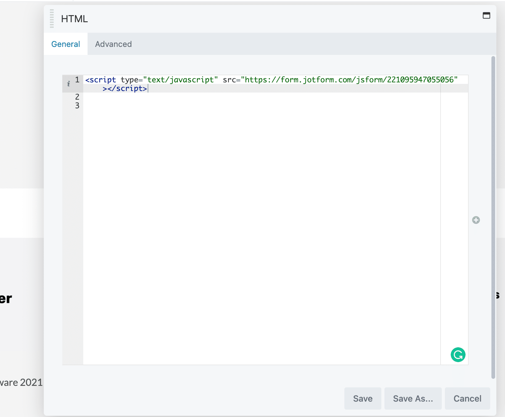 Embed Jotform forms using the standard embed option | Attributer