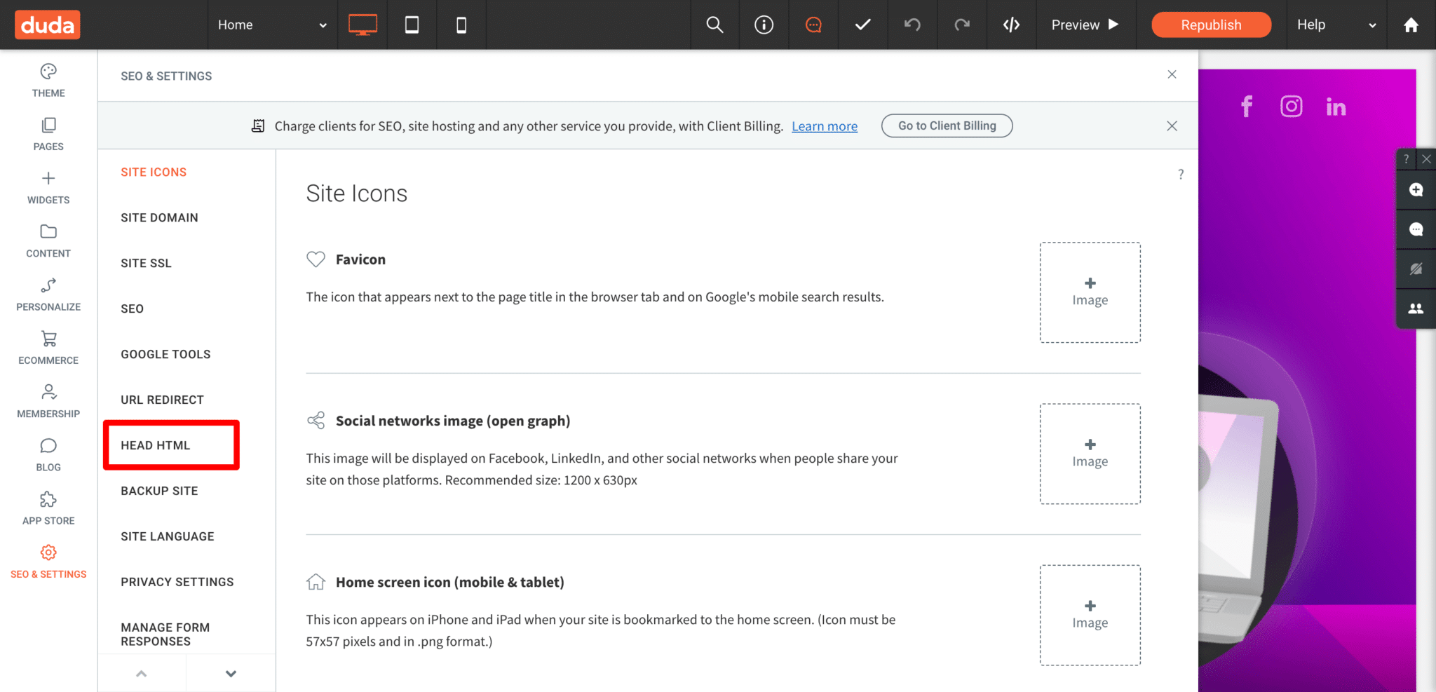 Add code to your Duda website | Attributer