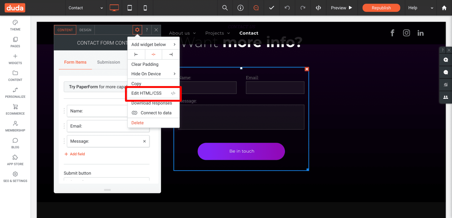 Add hidden fields to Duda forms | Attributer