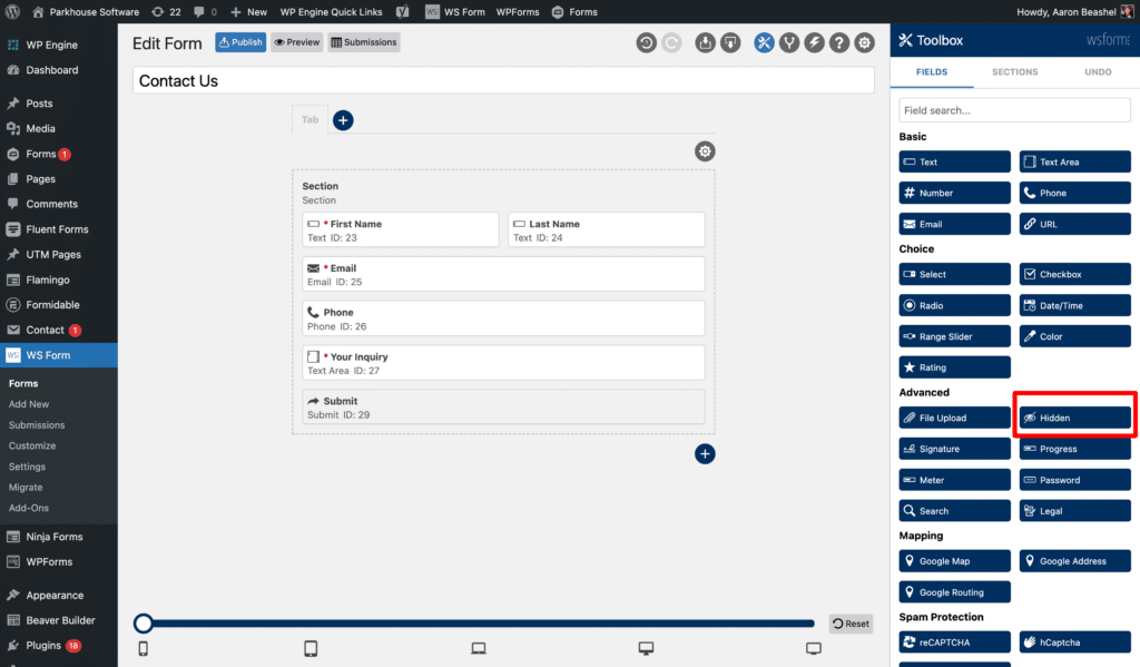 Add hidden fields to WS Forms | Attributer